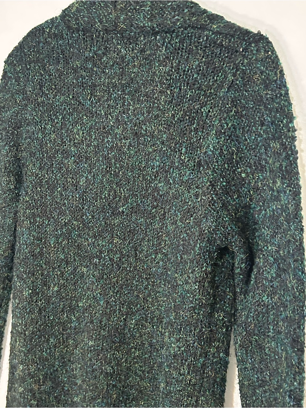 Black Tape Emerald-Green Marbled Bouclé Longline Open Front Cardigan Size S - Picture 6 of 9